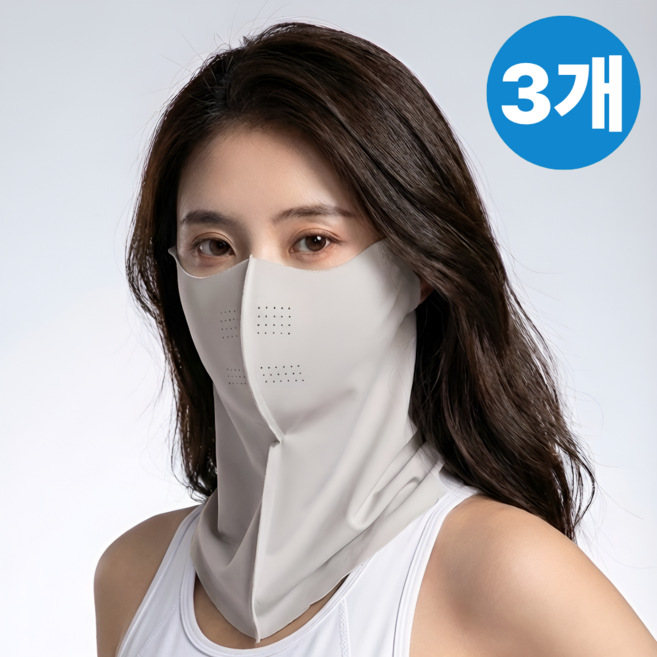 안티라이징 자외선차단 쿨 스포츠 골프 마스크, 3개, 화이트