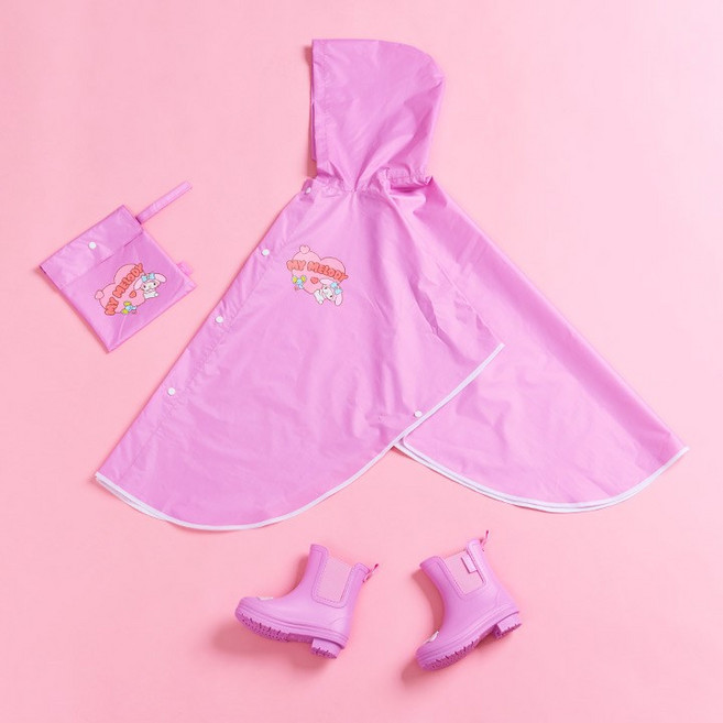 슈펜키즈 여아용 산리오 레인부츠 + 판초 우의 세트 HPKV6E251S