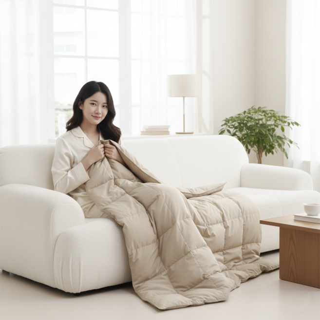 해이니 소프트 소파 구스다운 경량 담요 무릎담요 실내외용
