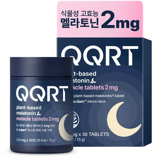 QQRT 코스맥스 2mg 식물성 멜라토닌 식약처 HACCP 인증 고효능 목넘김, 1박스, 30정 - 쿠팡