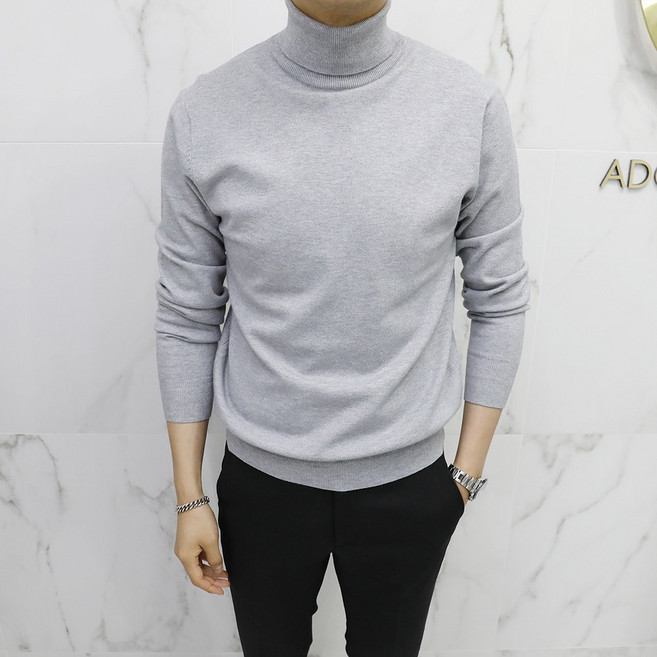 아도르클래식 남성용 터틀넥 캐시미어 긴팔 니트 ZR