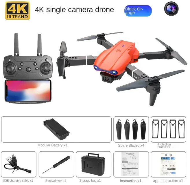 E99pro 접이식 드론 HD 듀얼 항공 사진 고정 높이 4축 E88PRO 원격 제어 K3, 13 13Orange