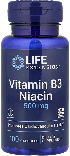 Life Extension 비타민B3 니아신 500mg 캡슐 100정, LifeExtension비타민B3니아신500mg캡슐10, 1개 - 쿠팡