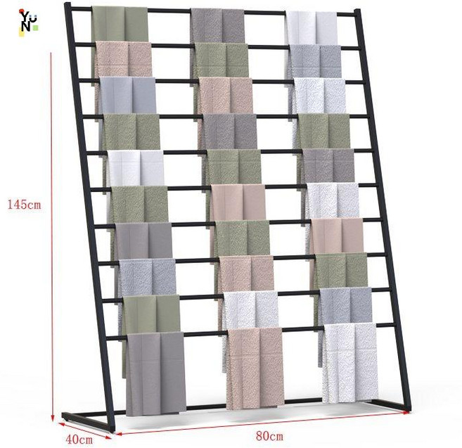 원단랙 행거 진열대 거치대 걸이 철재 포장지 시트지, 블랙 플로어 스카프 홀더 80x40x145cm