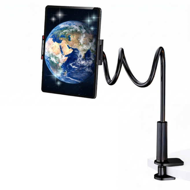 두손프리 휴대폰 태블릿 침대 자바라 거치대, 1개, 블랙