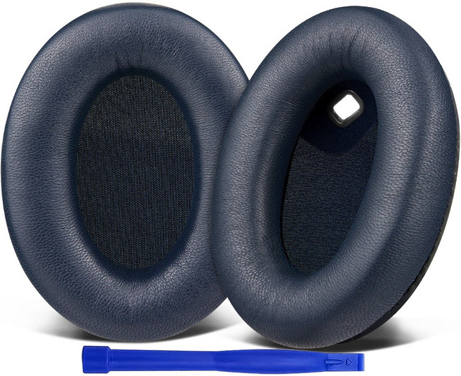 SOULWIT 교체용 이어패드-호환 모델 소니 Sony WH-1000XM4 (WH1000XM4) 헤드폰 소음 차단 폼 두께 추가 1쌍, Blue, Lambskin, 1개