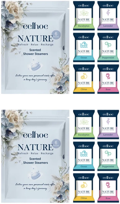 EELHOE 샤워 스티머 타블렛 영양 공급 청결 오염 제거 냄새 휴식 피로 완화 보습 스파 목욕 용품, 02 12pcs Boxed