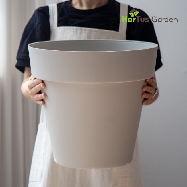 호르투스가든 플라스틱 대형 화분 플분 받침 포함 인테리어 화분 HSG, 그레이