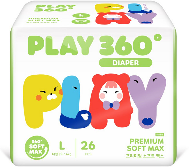 한예지 PLAY 360도 프리미엄 팬티기저귀, 26매, 대형(L)