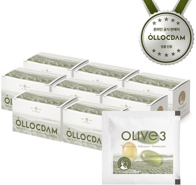 올록담 올리브3 EVOO 지중해 올리브오일캡슐 72정 1박스, 8박스