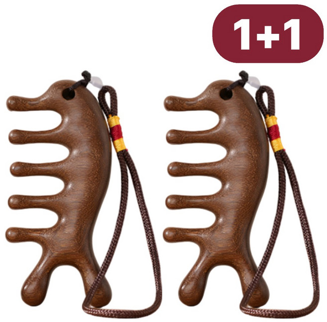 [1+1] 이집잘하네 두피 괄사 얼굴 바디 승모근 마사지기, 딥우드, 1세트