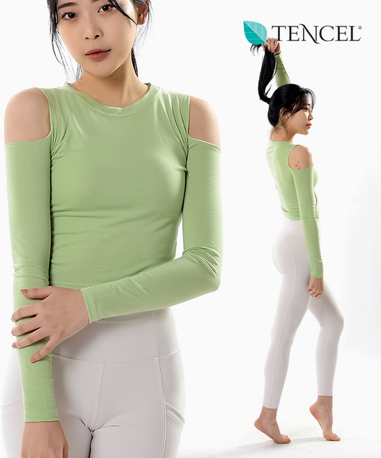 어깨트임 필라테스 티셔츠 텐셀티 크롭탑 요가복 zy418