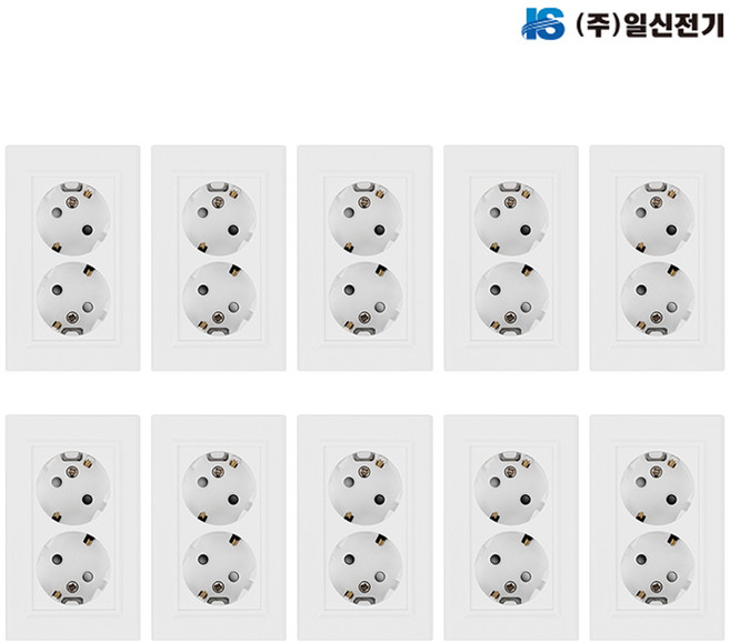 일신전기 매입 2구 콘센트 와이드 국내생산 KS, 10개