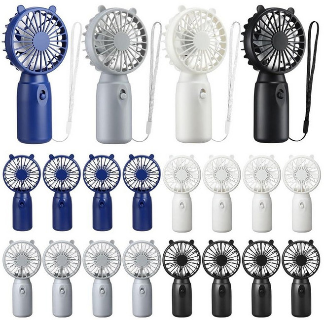 Glooglitter 16 Pcs Mini Portable Fans Bulk Handheld Battery Operated Fan with Lanyard Cooling Lig, 블랙 그레이 네이비 블루