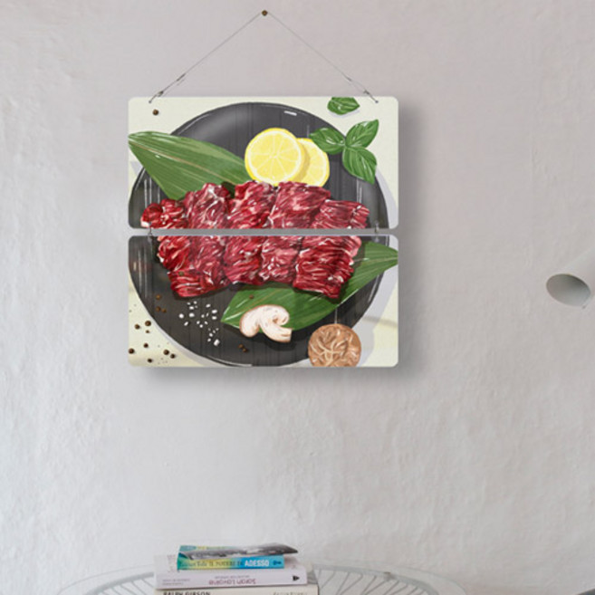 nl118-멀티아크릴액자_입안에서살살녹는소고기일러스트(2단), 타입4.안창살, 1개