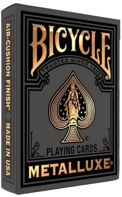 Bicycle 블랙 앤 골드 메탈럭스 플레잉 카드 - 프리미엄 포일 덱 클래식 포커 사이즈 수집용 럭셔리 디자인 게임 나이트 선물 및 스타킹 스터퍼에 적합 374278, 블랙 및 골드