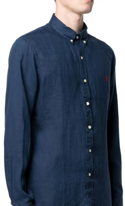 폴로랄프로랜 남녀공용 클래식핏 린넨 셔츠 네이비