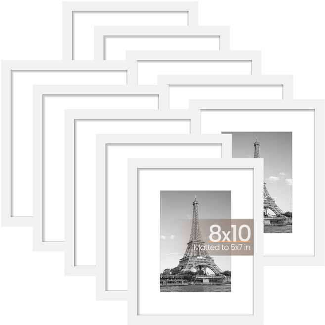 upsimples 클래식 홈 인테리어 프레임 사진 액자 PVC, 10개, 화이트