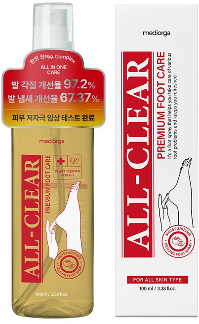 메디올가 올 클리어 풋 미스트 발냄새제거 향균 각질케어 발 스프레이, 1개입, 1개, 100ml