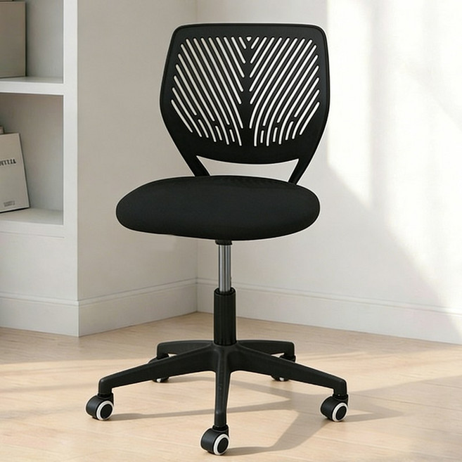 미니 메쉬 컴퓨터 의자 높이조절 회전 바퀴 학생 공부 사무용 책상의자 소형 공간 최적, 블랙