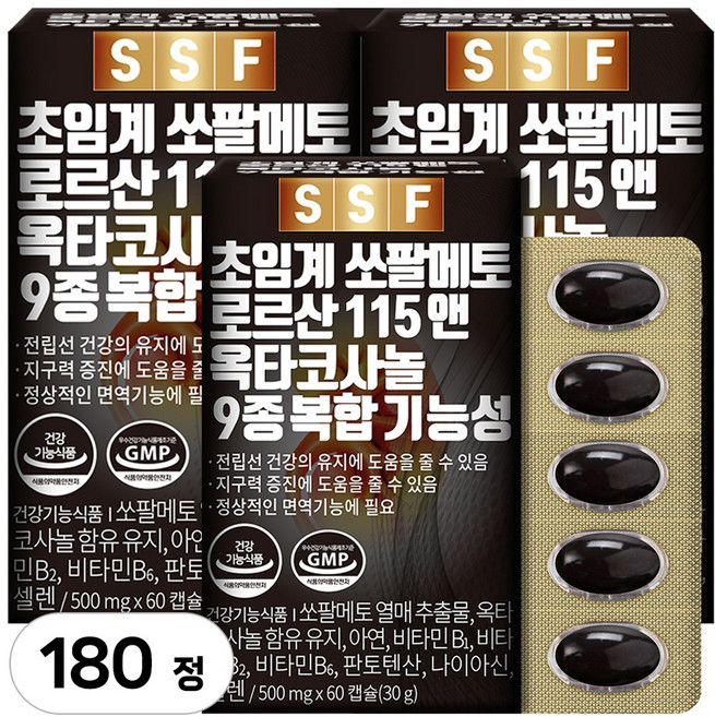 순수식품 쏘팔메토 로르산 115 옥타코사놀, 60정, 3개