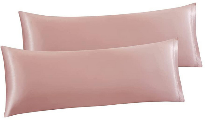 Ersmak 새틴 바디 필로우 커버 2개 세트 50.8 x 137.2cm(20 x 54인치) 블랙 울트라 소프트 케이스 머리카락과 피부를 위한 실키 슬립 쿨링 롱 사이드 베