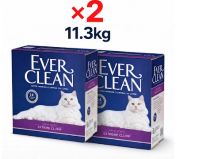 에버크린 응고형 익스트림 클럼프 고양이 모래, 11.3kg, 2개, 산뜻한 향