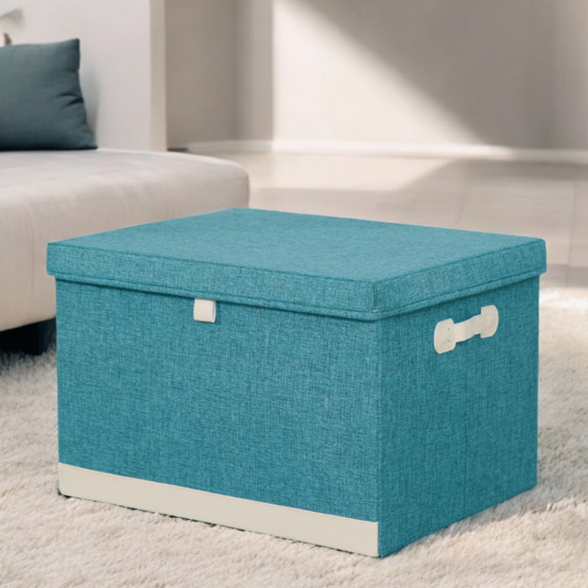 넷세일마켓 커버있는 접이식 다용도 옷 수납정리함 리빙박스, 1개, 로얄 그린