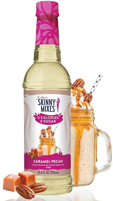 Jordan's Skinny Mixes Syrups 무설탕 커피 시럽 캐러멜 피칸 맛 음료 믹스 차이 라떼 단백질 쉐이크 음식 등을 위한 제로 칼로리 향료 글루텐 프리, 캐러멜_25.4 Fl Oz (Pack of 1)