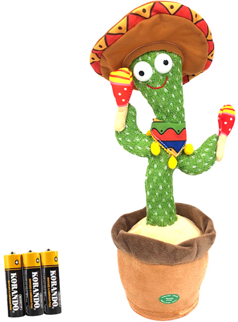 [최고품질 당일발송] 로앤제이 말하는 말따라하는 노래하는 춤추는 선인장 인형 장난감 건전지타입, 볼륨조절 흔드는 칸다라, 1개