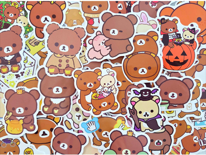 [4종] 리락쿠마 조각스티커 100장 무중복 대용량 스티커, 1개, 기본리락쿠마60매