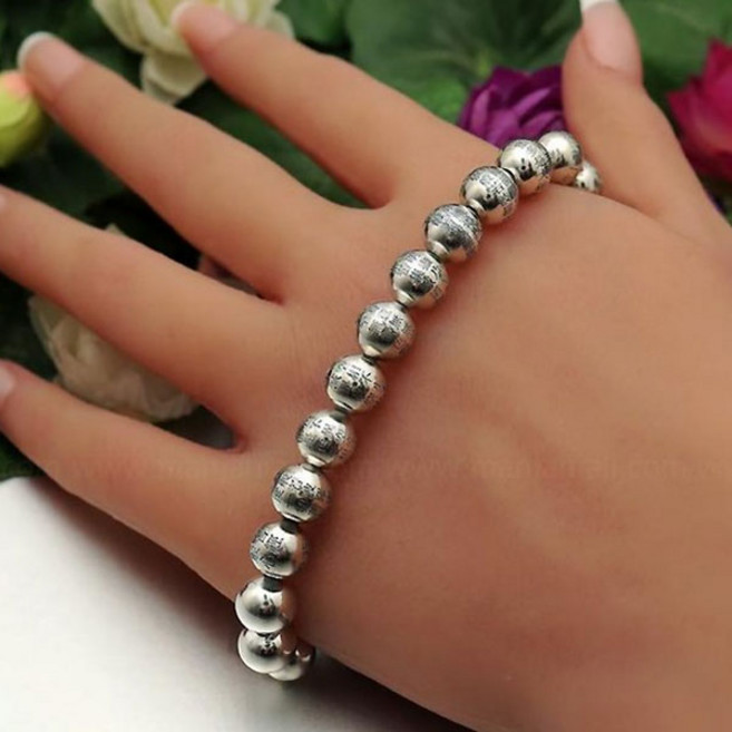 만자몰 마음의경전 반야심경 한자 은 염주 팔찌 8mm