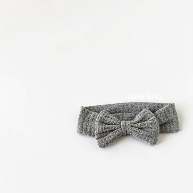 Sweet Twins 華夫格純色蝴蝶結寶寶髮帶 嬰兒頭飾