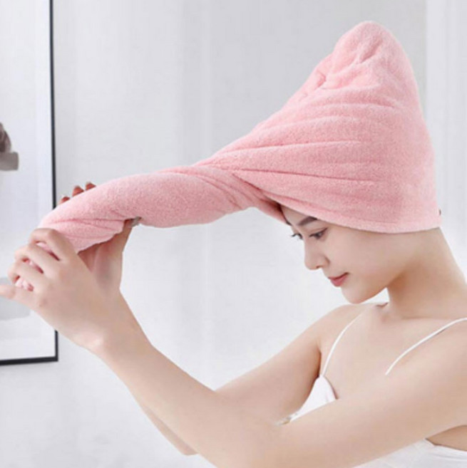 헤어타월 드라이 목욕탕 사우나 머리전용 수건, 핑크, 1개