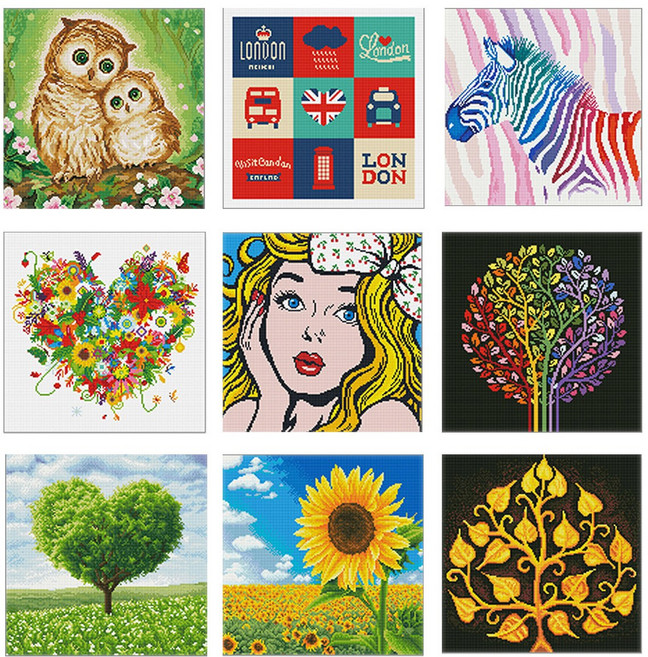 DIY 러블리 보석십자수 4040 행복한눈물, F09. 해바라기 친구 4040 보석십자수, 1개