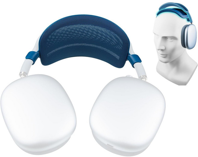 SOULWIT 헤드밴드 압력 완화 패드-호환 에어팟 맥스 AirPods Max용 개선된 인체공학적 경량 헤드스트랩 커버 보호대, 1개, Navy Blue, 1.0