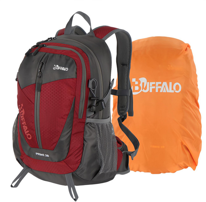 버팔로 프라임 배낭 28L 방수커버 포함, 버건디