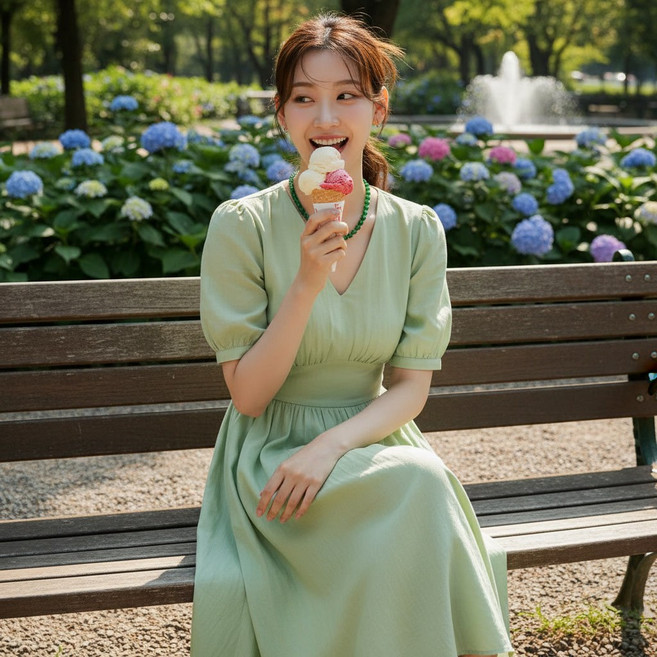 올리브 그린 옥 젬스톤 목걸이