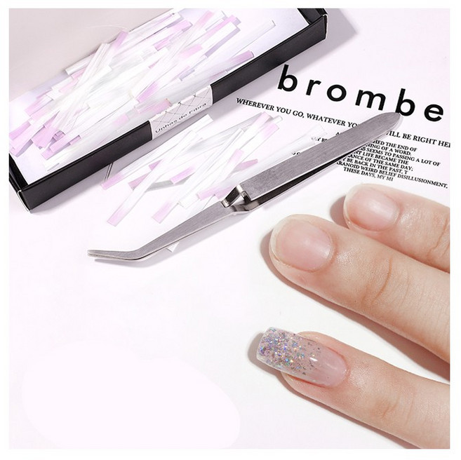 美甲 纖維延長 補甲 延長神器 無紙托玻璃纖維 快速延長 纖維絲, 1個, 一份十入