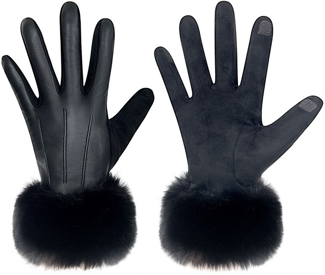 Haengbuk 여성 겨울 가죽 스마트터치 장갑