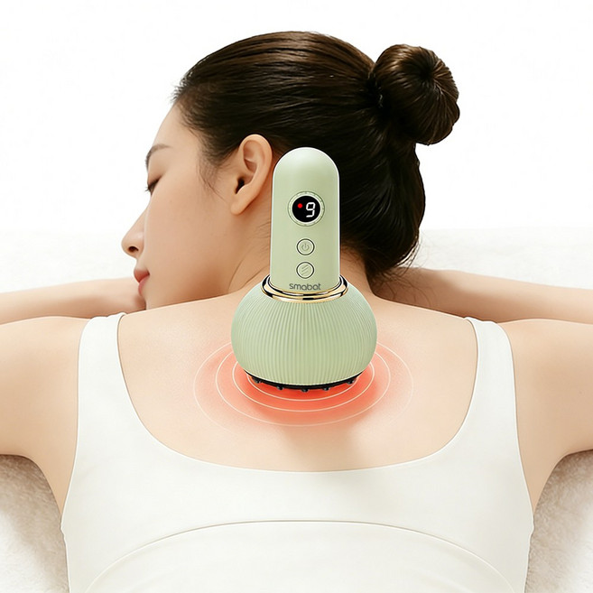 진공 온열 마사지기 무선 온열 흡착식 괄사 마사지기 셀프 바디 안마기 흡입 진공 안마기 9단계 조절, 화이트