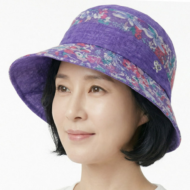 [국산] 여름 벙거지 챙와이어 루미너스 가든햇 중년여성 모자 할머니 화려한 망사 플라워