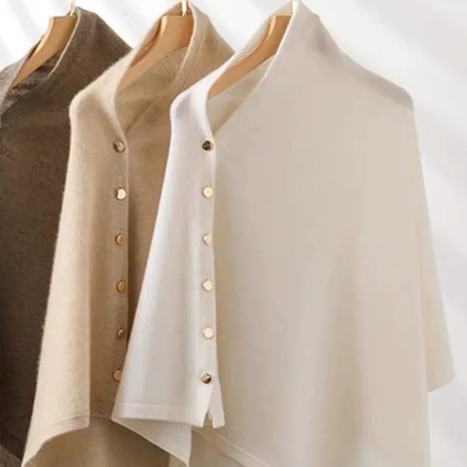 지니 양털 니트 어깨숄 머플러 케이프 여성 가디건 무릎 담요