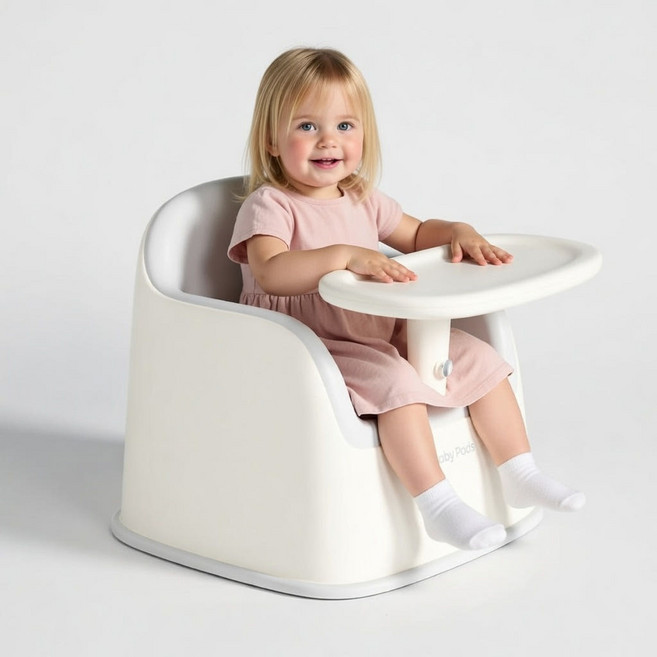 미미모지 유아 아기 범보의자 트레이 세트, 화이트