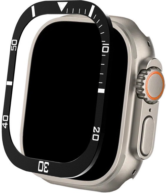 더조은셀러 애플워치 울트라 호환 인서트 메탈 베젤링, 블랙, 1개