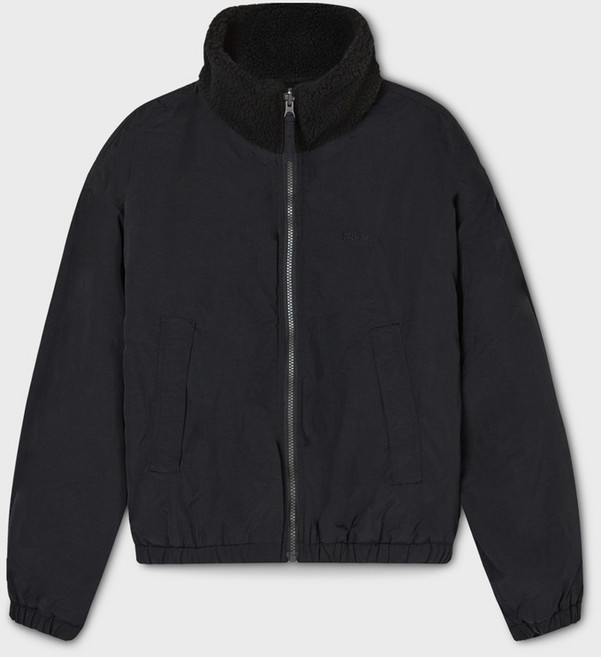 후아유 남녀공용 블랙 하이넥 플리스 카라 점퍼