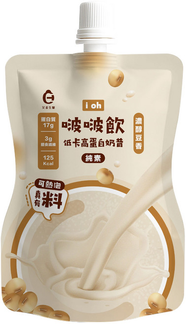 i oh 啵啵飲 濃醇豆香 低卡高蛋白奶昔 (17g蛋白質 膳食纖維 純素), 35kg, 1個
