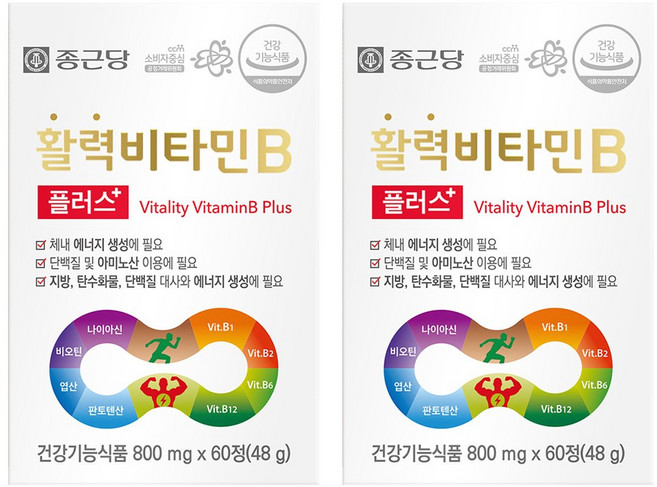 종근당 활력비타민B 플러스, 60정, 2개