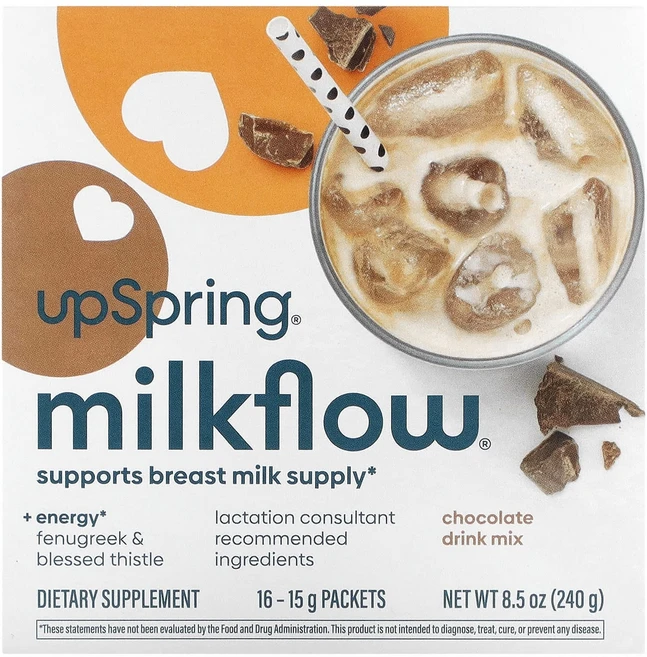 UpSpring Milkflow 드링크 믹스 초콜릿 맛 팩 16개입 각 15g, UpSpringMilkflow드링크믹스초콜릿맛팩16개입, 240g, 1개 - 쿠팡
