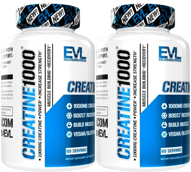 EVLUTIONNUTRITION 肌酸1000保健植物膠囊, 120顆, 2罐